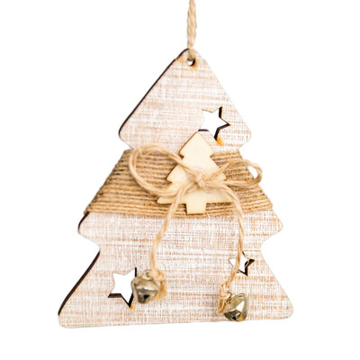 

New Hot Christmas Wooden Elk Socks Stars Tree Pendant With Bells And Hemp Rope Xmas Winter Holiday Hanging Drop Ornaments