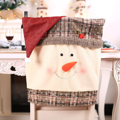 

New Gift Santa Claus Elk Snowman Chair Cover Christmas Dinner Table Party Red Hat Back Covers Xmas Decoration