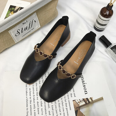 

Womens shoes 2019 new spring grandma shoes thick shoes 2018 Korean version of the spring&autumn Joker with bean shoes childre