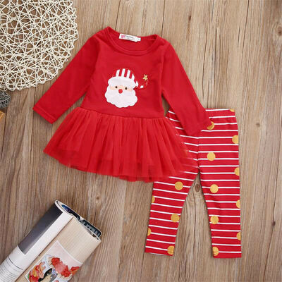

SUNSIOM New Christmas X-mas Infant Baby Girls Top Dress Skirt Outfits Clothes Gift Set