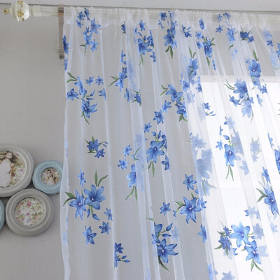 

Ropical Floral Print Semi Sheer Curtains for Living Room Bedroom Kitchen Printed Flower Window Curtains&Tulle Curtains