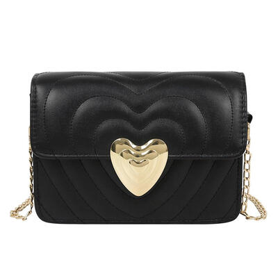 

Women Love Heart Small Messenger Bags PU Leather Chain Shoulder Handbags