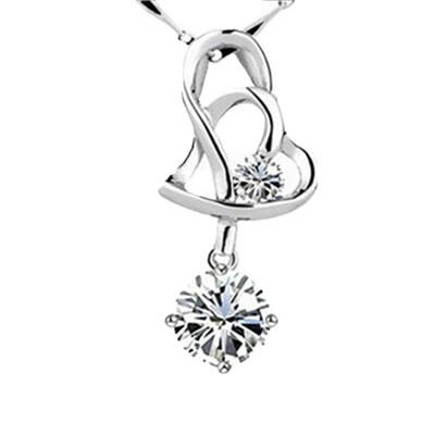 

Stylish New 2019 Women Fashion 925 Sterling Silver Pendant Heart To Heart Pendant Without Chain Necklace Gifts