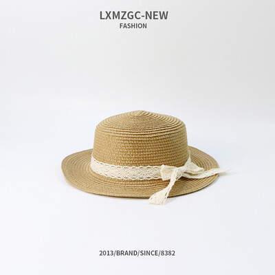 

2019 New Korean Hat Parent-Child Outdoor Sun Sun Hat Baby Hat Flat Top Lace Bow Hat