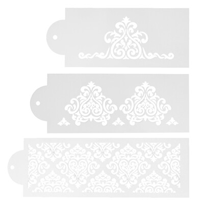 

3X Lace Flower Cake Cookie Fondant Side Baking Stencil Wedding Decor Tool