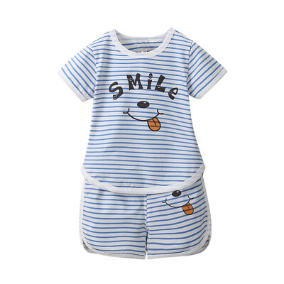 

Summer Sport Set Clothing for Boys Adorable Stripe Letter Print Short Sleeve T-Shirt Blouse Shorts Casual Sportswear