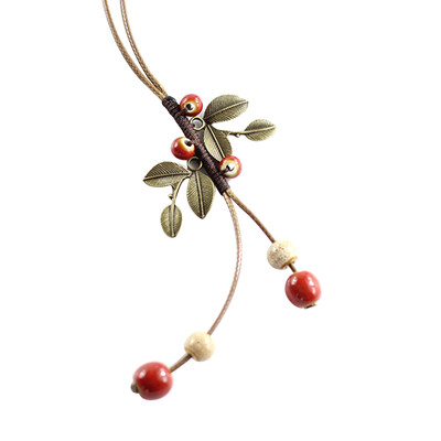 

Trendy Bohemia Style Jewelry Ceramic Necklace New Vintage Leaf Necklaces Antique Color Handmade Ethnic Accessories