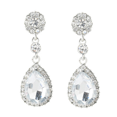 

Fashion Flower Rhinestone Drop Pendant Earrings Women Party Engagement Jewelry