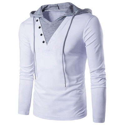 

Color Block Panel Hooded Long Sleeve T-Shirt