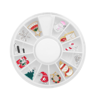 

12pcspack 3D Nail Art Decorations Stickers White Snowflakes Christmas Charm Glitter Alloy DIY Jewelry Wheel