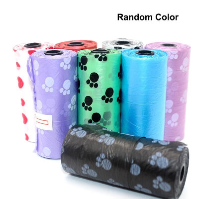 

15pcsroll Pet Dog Waste Poop Bags with Cute Footprint Printed Pattern Design Clean-up Garbage Waste Bag Pet Supplies Random Color