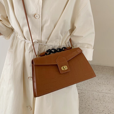 

Bag female bag 2019 new texture lock buckle portable Messenger bag Korean version of the crocodile pattern fashion shoulder small square bag