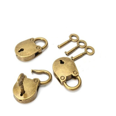 

〖Follure〗Vintage Antique Style Mini Archaize Padlocks Key Lock with Key Antique 3pcs