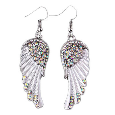 

Party Fashion Angel Wing Rhinestone Inlaid Dangle Women Hook Earrings Jewelry