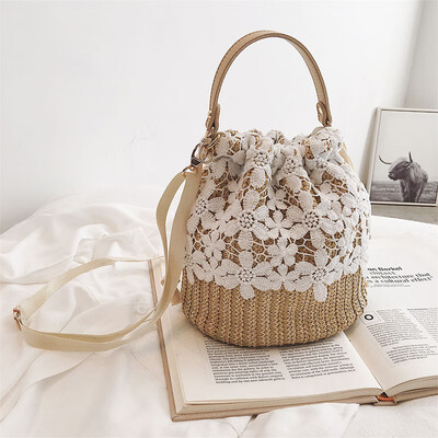 

Ins super fire bag female 2019 new Korean version of the wild single shoulder slung fashion preparation portable lace bucket bag
