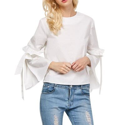 

Flounced Oversized Flare Sleeve Blouse