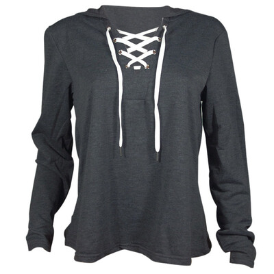 

Autumn Women Hoodie Casual Long Sleeve Hooded Pullover Lace Up Sweatshirts Hooded