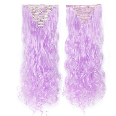 

Full Head Clip Synthetic in Hair Extensions 8 Piece 18 Clips Hairpiece Long Wave Curly Straight for Women