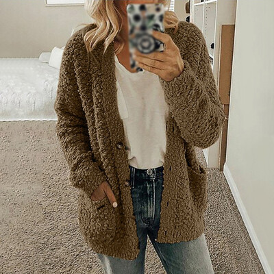 

Womens Autumn Short Coat Knitwear Cardigan Long Sleeve Solid Color Jacket Tops