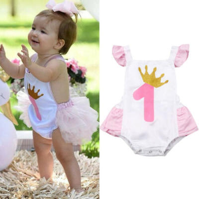 

US Newborn Baby Girls Ruffle One-Pieces Romper Bodysuit Jumpsuit Outfits Sunsuit