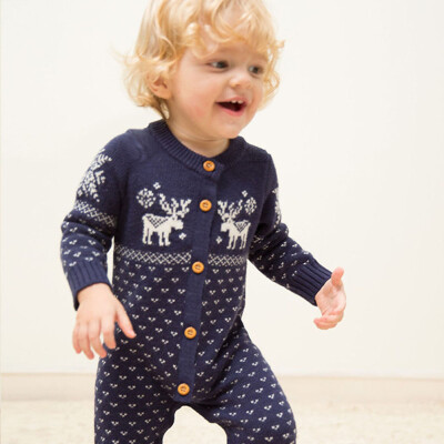 

Unisex Newborn Baby Overall Long Sleeve Christmas Sweaters Coat Deer DB60