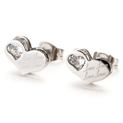

New Mode Style Heart Design Stainless Steel Stud Earrings Hot Sale Women Crystal Rose Gold Color Earrings Fashion Gifts