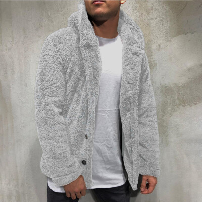 

Gobestart Mens Autumn Winter Solid Color Cardigan Casual Blouse Fleece Tops Coat