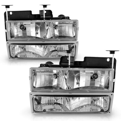 

For 94-98 Chevy CK 1500 2500 3500SilveradoSuburbanTahoe Composite Headlights with Bumper Lights