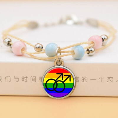 

Smile Face Bead Unicorn Gay Pride Rainbow Ceramics Pendent Bracelet Jewelry