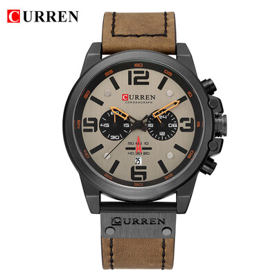 

Gobestart CURREN Mens Watches Sport Waterproof Calendar Leather Chronograph Quartz Watch