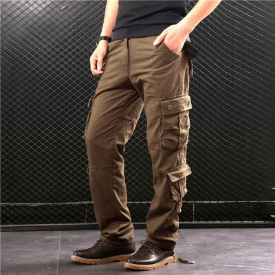 

SQSI mens summer trousers loose casual pants loose tight waist multi-pocket pants thin section 4937