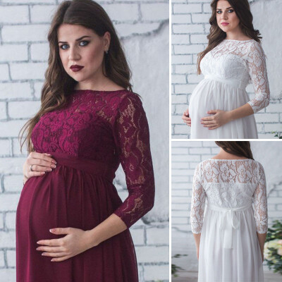 

Pregnant Womens Lace Maternity Dress Maxi Gown Photography Photo Clothes