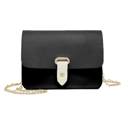 

Fashion Simple Solid Color Women Flap Chain Faux Leather Crossbody Shoulder Bag