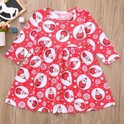 

Toddler Kid Baby Girls Long Sleeve Snowman Print Dress Christmas Outfits Clothes