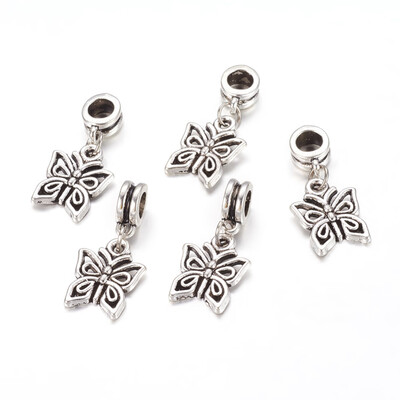 

Alloy European Dangle Beads Butterfly Antique Silver 27mm Hole 5mm