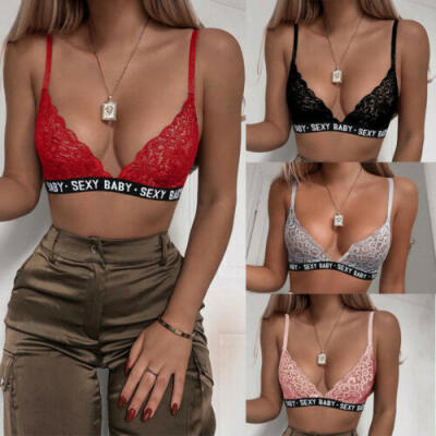 

US Women Lace Floral Lingerie V Neck Underwired Wireless Push Up Bra Bralette