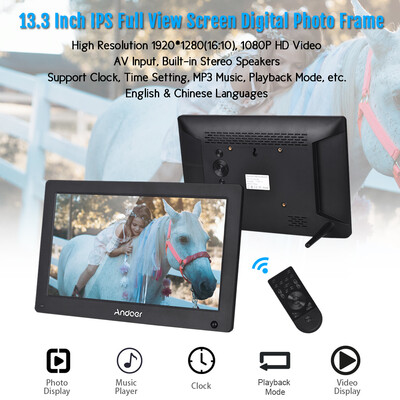 

Andoer 133 Inch Digital Photo Frame IPS Full View Screen Digital Picture Album High Resolution 192012801610 Support 1080P HD