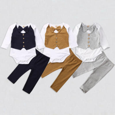 

Newborn Baby Boys Gentleman Clothes Long Sleeve RomperLeggings Pants Outfits