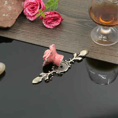 

Rose Ceramics Colorful Cabinet Cupboard Round Handles Wardrobe Drawer Closet Door Pull Knobs Single Hole