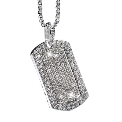 

Gold Silver Men Women Hip Hop Pendant Gold Liced Out Full Diamond Crystal Pendant Necklace Cuban Chain Jewelry