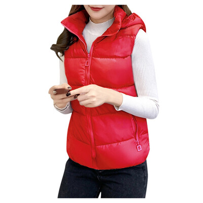 

Toponeto 5 Colors Fashion Women Warm Solid Hooded Vest Cotton Short Jacket Coat Vest