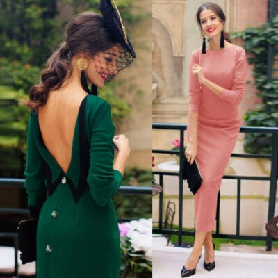 

Women&39s Long Sleeve Bodycon Stretch Slim Party Evening Midi Pencil Jumper Dress