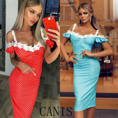 

Sexy Womens Lace Midi Dress Cocktail Party Evening Dresses Summer Beach SunDress