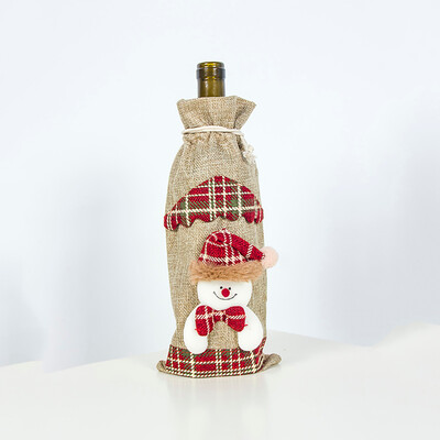 

〖Follure〗Christmas Decorations Burlap Christmas Wine Bottle Wine Bag Christmas Dress Up