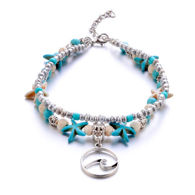 

Vintage Shell Beads Cute Starfish Anklets For Women Summer Beach Jewelry Multi Layer Anklet Handmade Bohemian Jewelry 1pc