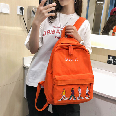 

Ins Backpack Female Korean High School Backpack College Students Ancient Feeling Girls Simple Fashion Backpack