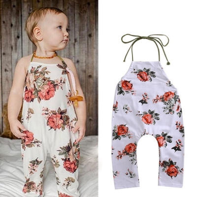 

Fashion Summer Toddler Baby Flower Romper Sleeveless Lace up Jumpsuit Bodysuit