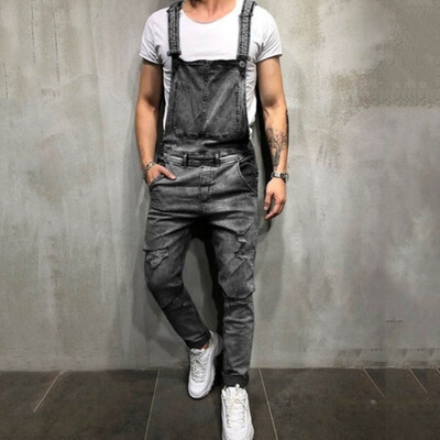 

SUNSIOM Stylish Mens Overall Ripped Jeans Biker Destroyed Denim Pants Black Trousers