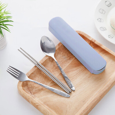 

Stainless Steel Outdoor Cutlery Set Portable Chopsticks Spoon Fork Three-piece