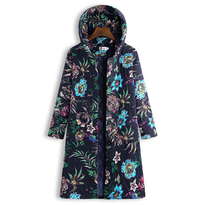

Roseonmyhand Women Hooded Long Sleeve Vintage Ladies Fleece Thicken Coats Button Long Coat